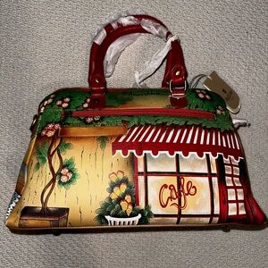 hand painted Anuschka café bag